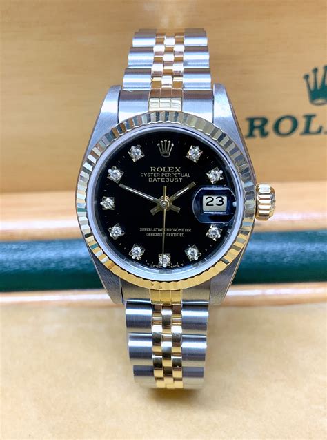 rolex datejust black diamonds 69173 229.00|Rolex Datejust diamond bezel aftermarket.